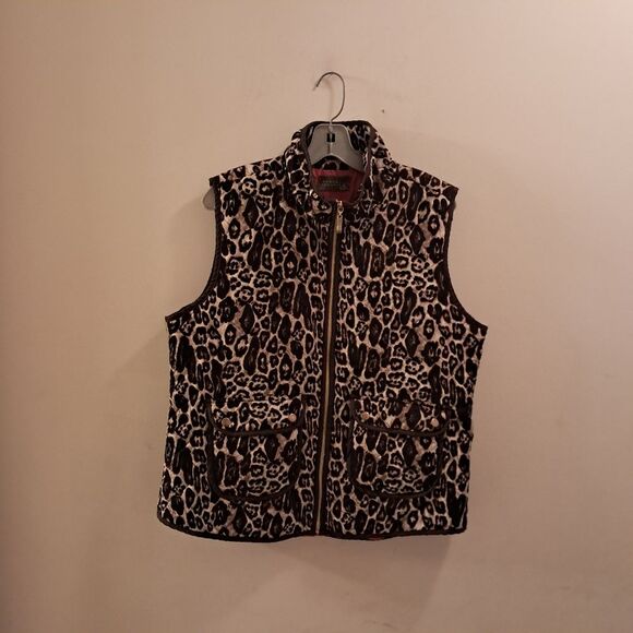 Casual Identity Vest Women's XL Leopard Print Quilted Insulated Classic Winter - Picture 1 of 7
